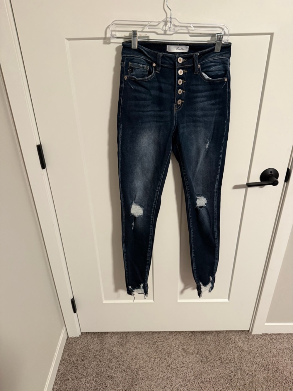 KanCan Dark Blue High-Rise Skinny Jeans with Button-Fly